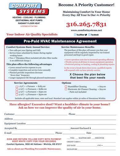 Printable Hvac Maintenance Contract Template: Keep Your Hvac System Running Smoothly