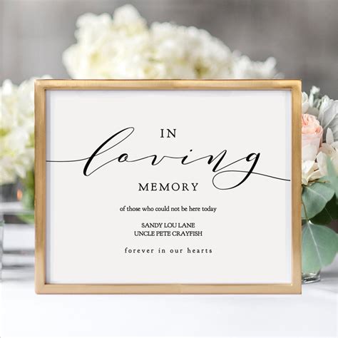 Printable In Loving Memory Sign