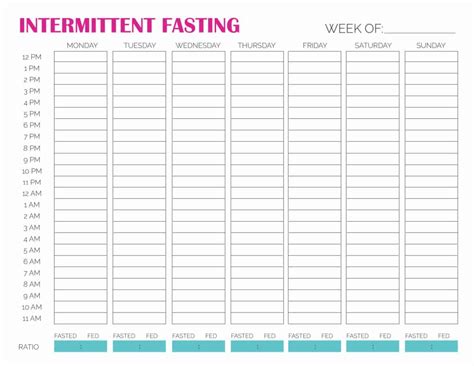 Printable Intermittent Fasting Schedule