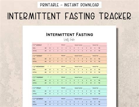 Printable Intermittent Fasting Template
