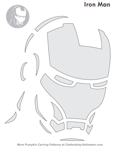 Printable Iron Man Pumpkin Stencil