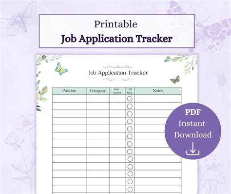 Printable Job Application Tracker