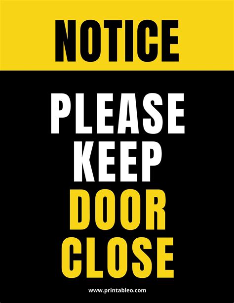 Printable Keep Door Closed Sign