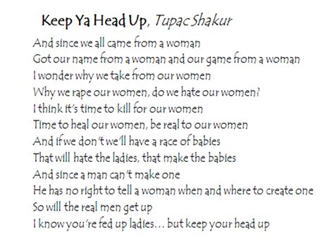 Printable Keep Your Head Up Lyrics Tupac