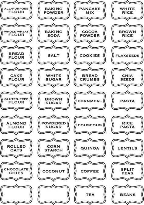 Printable Kitchen Label Template