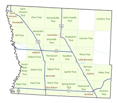 Printable Kittson County Road Map