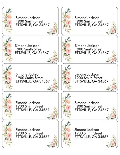 Printable Label Templates Return Address