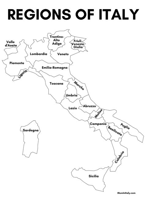 Printable Labeled Map Of Italy