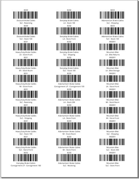 Printable Labels Bar Code