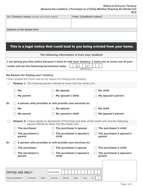 Printable Landlorad Form N12