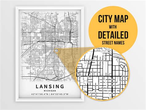 Printable Lansing Mi Map
