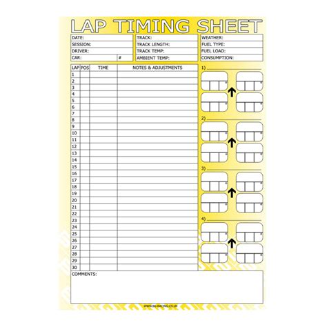 Printable Lap Time Sheets