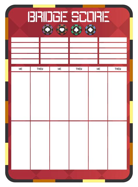 Printable Large Size Bridge Score Sheets
