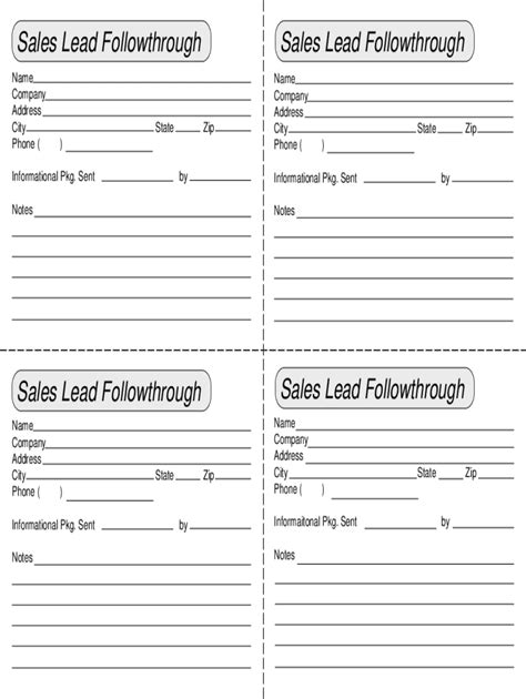 Printable Lead Sales Sheet