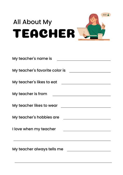 Printable Learning About A Teacher