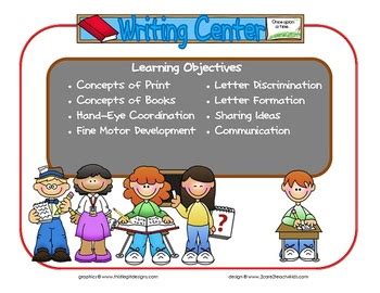 Printable Learning Center Sign With Objectives