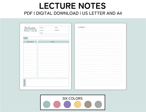 Printable Lecture Notes Paper