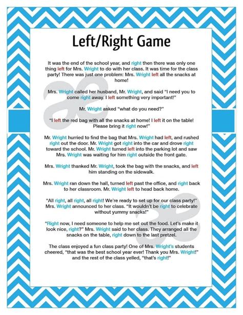 Printable Left Right Game Pics