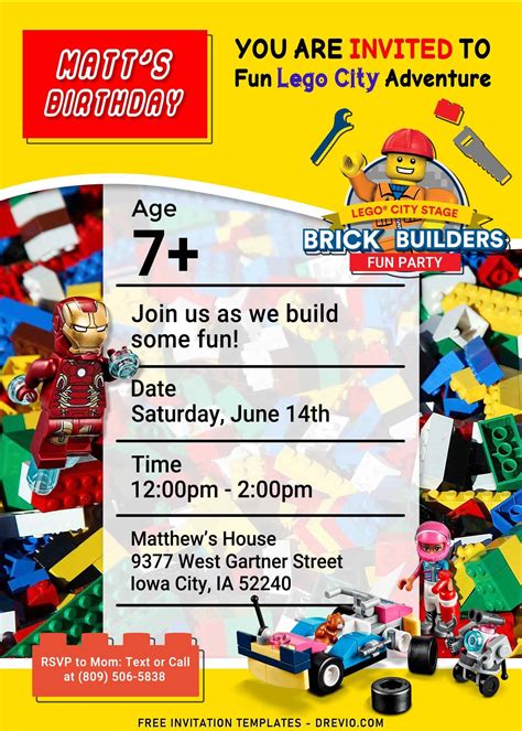 Printable Lego Party Invitations