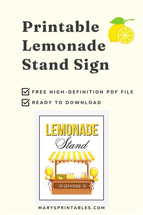 Printable Lemonade Sign Instructions