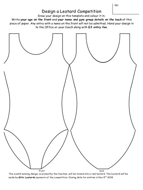 Printable Leotard Design Template