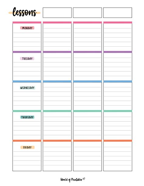 Printable Lesson Plan Pages