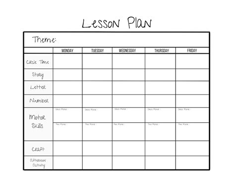 Printable Lesson Plan Template Pdf
