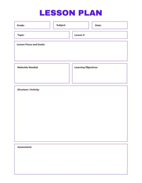 Printable Lesson Plan Template Word