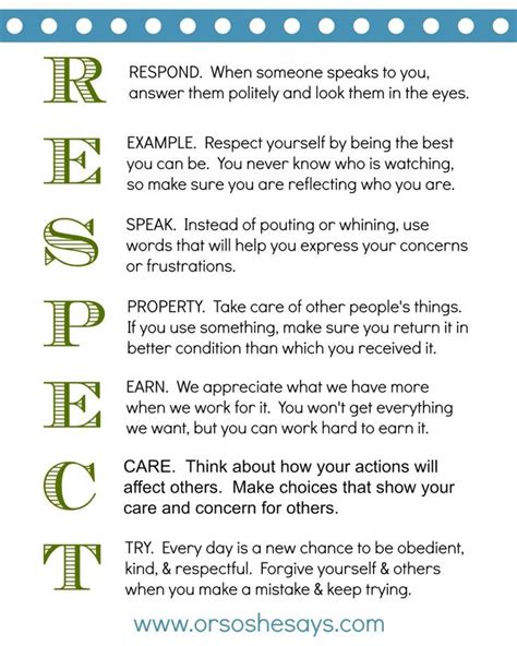 Printable Lessons On Respect