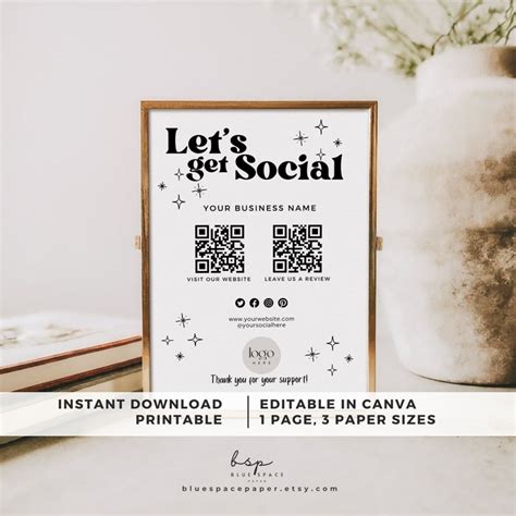 Printable Lets Be Social Cards
