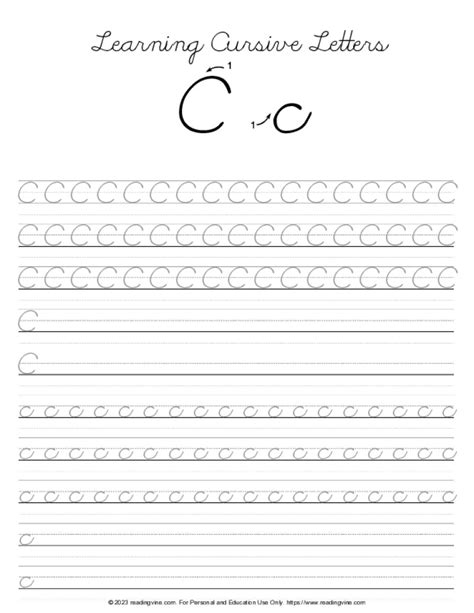 Printable Letter C Cursive