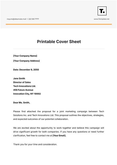 Printable Letter Cover Sheet