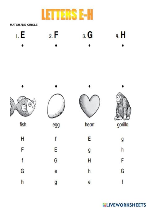 Printable Letter E-H Worksheet