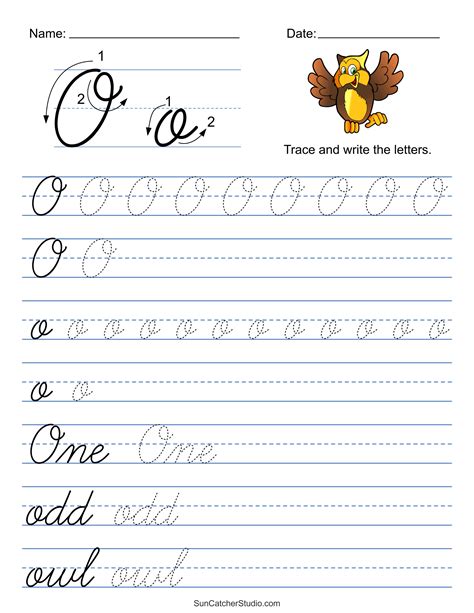 Printable Letter O Cursive