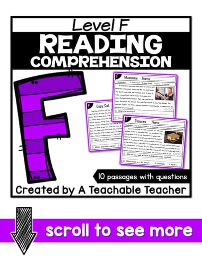 Printable Level F Reading Books