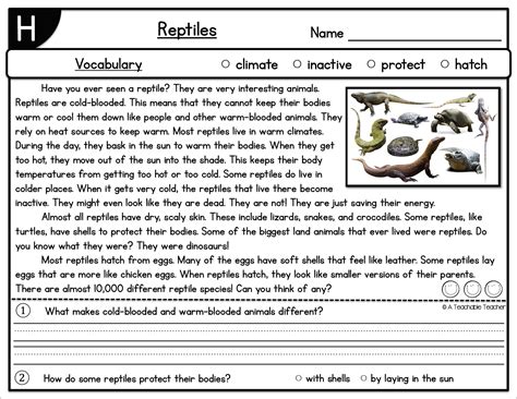 Printable Level H Reading Passages