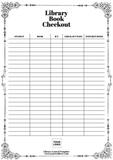 Printable Library Checkout Sheet