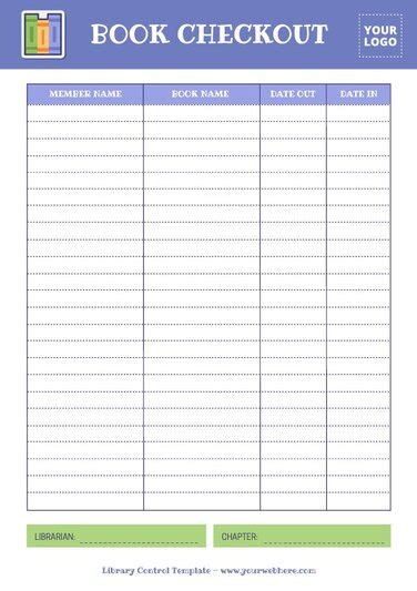Printable Library Checkout Sheet Patients