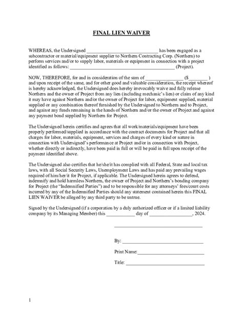 Printable Lien Form D 2