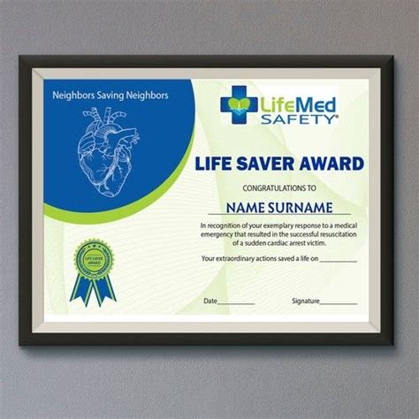 Printable Life Saving Award Template