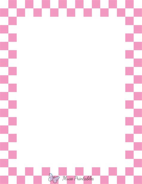Printable Light Pink Checkered Border
