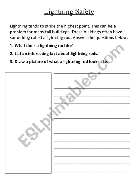 Printable Lightning Safety Worksheet