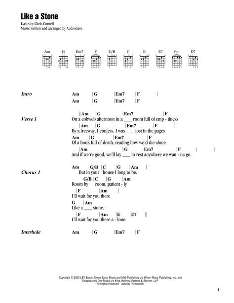 Printable Like A Stone Lyrics