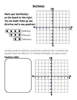 Printable Linear Equation Battleship