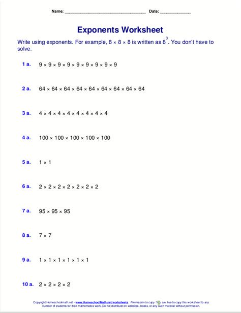 Printable Linear Equations With Exponents