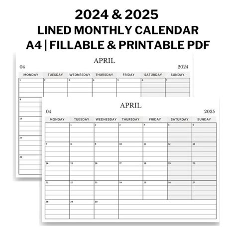 Printable Lined Calendar 2024