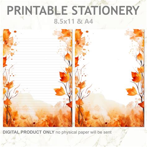 Printable Lined Fall Letter Paper
