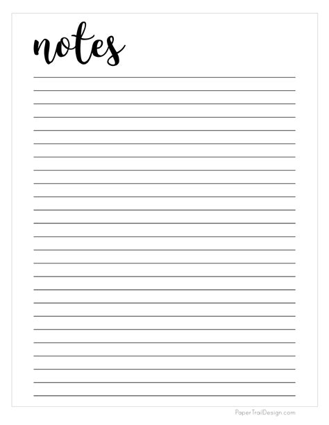 Printable Lined Notes Page In Word