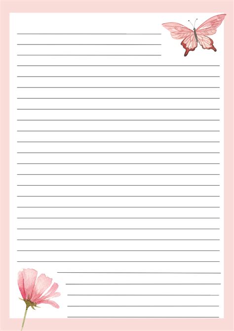 Printable Lined Paper Butterfly