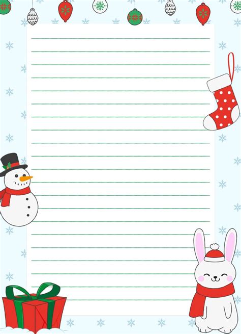 Printable Lined Paper Christmas Theme